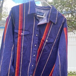 Vintage Wrangler Striped Pearl Snap